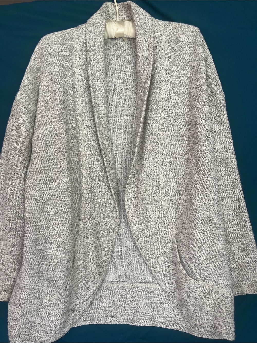 Talbots Cream/Tan/metallic Open-Front Shawl Collar Cardigan